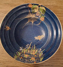 Carlton Ware - Stunning Vintage Bleu Royale Hand Painted Bowl Spiders Web, 1930s
