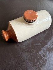 Vintage Stoneware & Glazed Brown Ceramic Hot Water Bottle Bed Warmer Door Stop