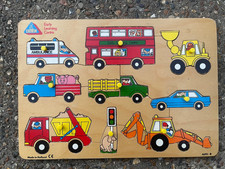 Vtg Early learning centre 1980s Wooden Jigsaw Puzzle Tray Transport Retro 90s