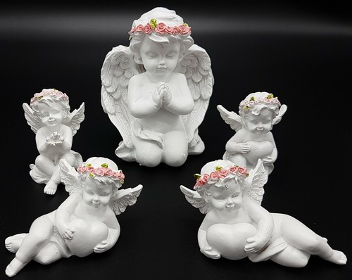 Rosebud cherub angel figurines - rosebud,