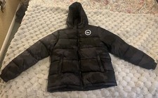 Boys Black Camo Crest Puffer