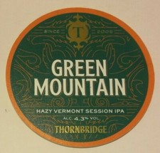THORNBRIDGE brewery GREEN MOUNTAIN craft Beer pump keg font ale badge Derbyshire