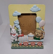 Kids Resin Small Photo Frame Easel Back Rabbit Bear Train First Easter Plexiglas