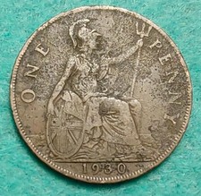 1930 George V One Penny Coin (Pitted). See photos for condition.