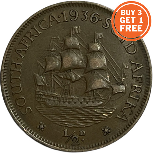 South african half penny 2d - african,