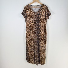 Belle vere notte womens dress size L shift brown leopard short sleeve midi096818
