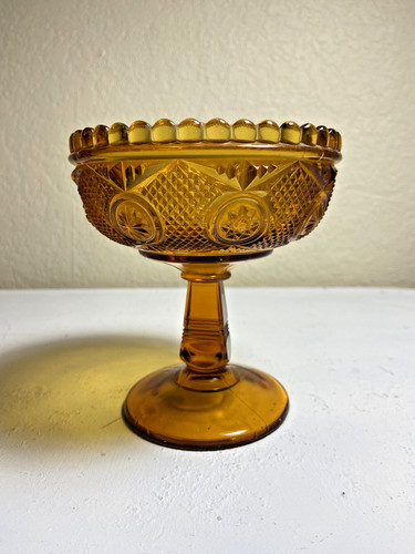 Vintage amber pressed glass - amber,