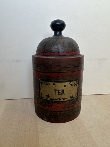 Vintage wooden tea - tea, canister