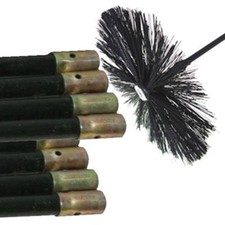 Traditional Chimney Sweeping Set Kit Sweep Brush 8 Drain Rods Flue Cleaning