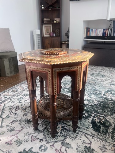 Hexagon wooden side table - hexagon,