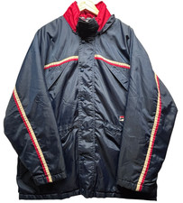 Fila Vintage 90s Navy Red Puffer Jacket XL Retro Streetwear Ski Style Y2K Coat