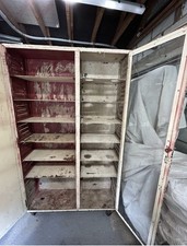 Industrial Cabinet 1950s Heavy Duty Wheels And Detachable Steel Shelving  