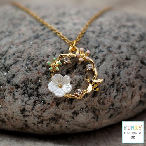 Gold bee necklace - bee,