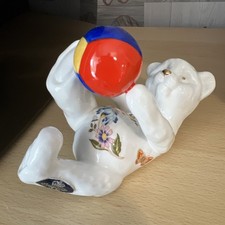 Vintage Aynsley “cottage garden” Teddy Bear & Ball, Bone China 