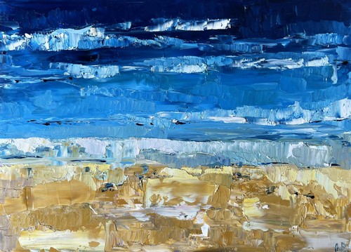 Beach painting ocean - ocean, original