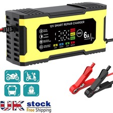 NEW 12V 6A Smart Car Battery Fast Charger Charger Automatic Pulse Repair AGM/GEL