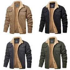 Mens Trucker Jacket Cargo Military  Winter Sherpa Thermal 100% cotton outer