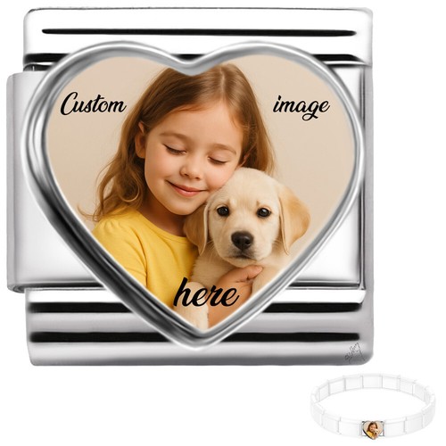 Custom love heart photo charm - photo,