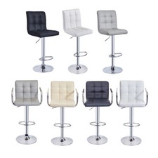 Bar Stool Gas Lift Swivel Mid Back Stool Pub Club Cafe Stool PU Leather Chair