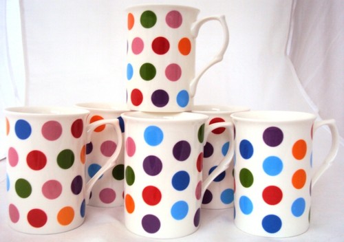 Polka dots mugs set fine - polka, of