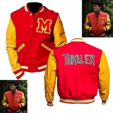 Halloween Varsity Jacket of Michael Jackson's Thriller Red Wool & Leather Jacket