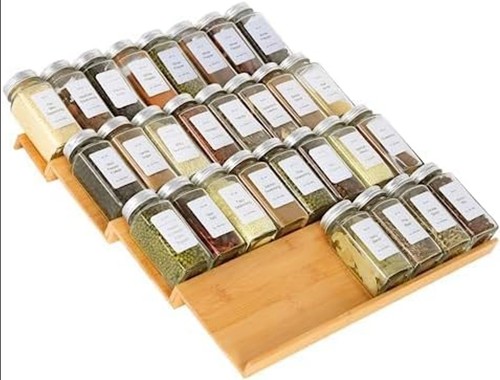 Bamboo spice drawer organiser - bamboo,