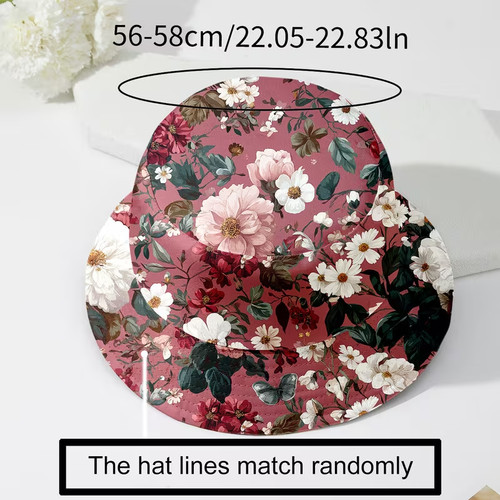 Double sided floral bucket - bucket, hat