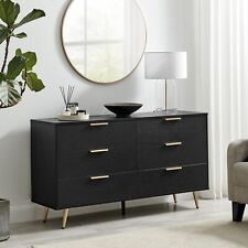 Refurbished Ivala Black & Copper Effect Chest of 6 Drawers Modern Minimalist Me