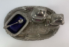 Grenadier Silver Plated Salt/Pepper/Mustard set on tray (1016)