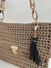 Handmade Crochet Cord Handbag/two In One clucth Bag With Tassel Keyring