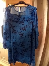 Asda George Cobalt Blue Floaty Dress Fully Lined Unworn Size 12