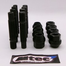 8x BMW Black Conversion Wheel Studs 75mm Kit with Nuts M12x1.5 E30