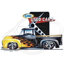 Ford '53-'56 Truck F100 Pickup Old School Flames T-shirt 100% Cotton S to 5XL