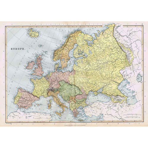 Europe antique map - antique, 1895