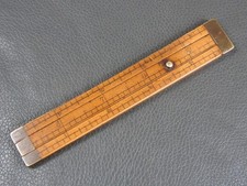 Antique unusual 5" boxwood & brass hat makers rule ruler by J Tree & Co