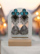 Oxidized Silver Plated Jhumka Earrings