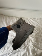 Mini Bailey Button Ugg Boots Grey Size UK 5.5