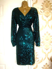 Quiz Sequin Size 14 Evening Party Cocktail Wedding Guest Midi Dress Green