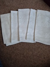 Set Of 5 Vintage  Damask  Floral  Napkins
