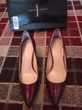 JASPER CONRAN PATENT DARK RED PLUM BURGUNY SHOES 5 JACKIEO POINT WERE £40 ?XMAS