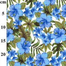 Cotton Fabric - Blue Hibiscus