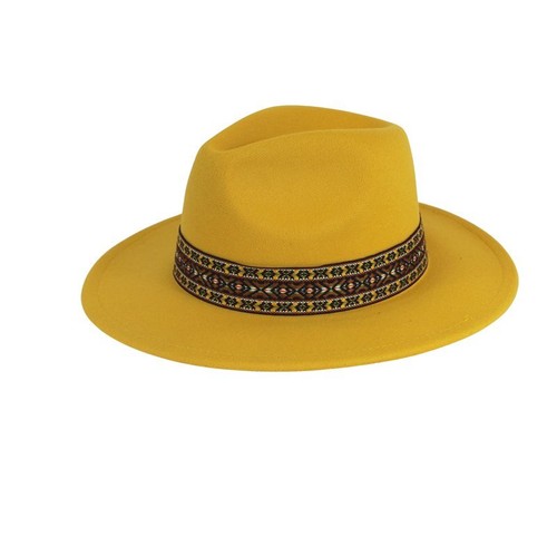 Ladies felt fedora with - ladies, aztec
