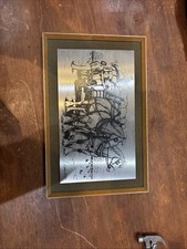 Farmers working horse drawn cart, Etched In Steel