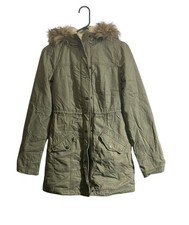 HOLLISTER faux fur trim sherpa lined hooded military parka jacket coat XS