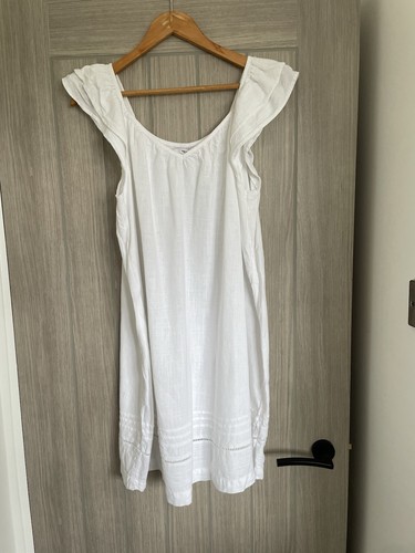 White next linen dress - white, dress.