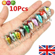 10*Fishing Lures Lots Of Mini Minnow Fish Bass Tackle Hooks Baits Crankbait UK