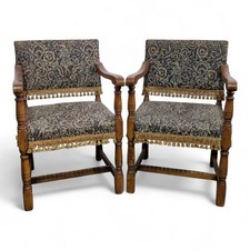 Solid oak carver armchair - Antique styke fireside reading chair 1 of Pair
