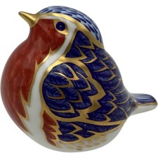 ROYAL CROWN DERBY Imari Style Robin Figurine Collectible Decorative Ceramic TH