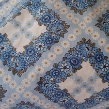Vintage Bed Sheet Single Blue  Floral Flower Pattern Retro Blue boho Cottagecore