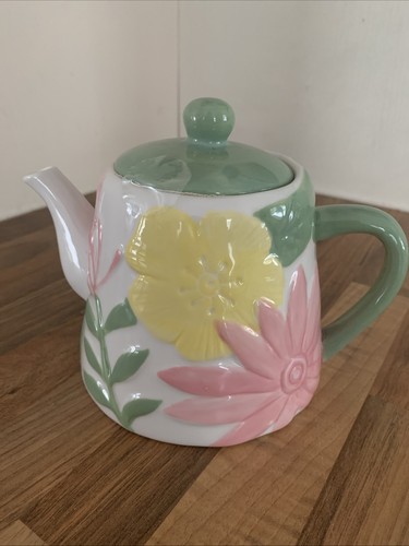 Floral embossed teapot - floral,